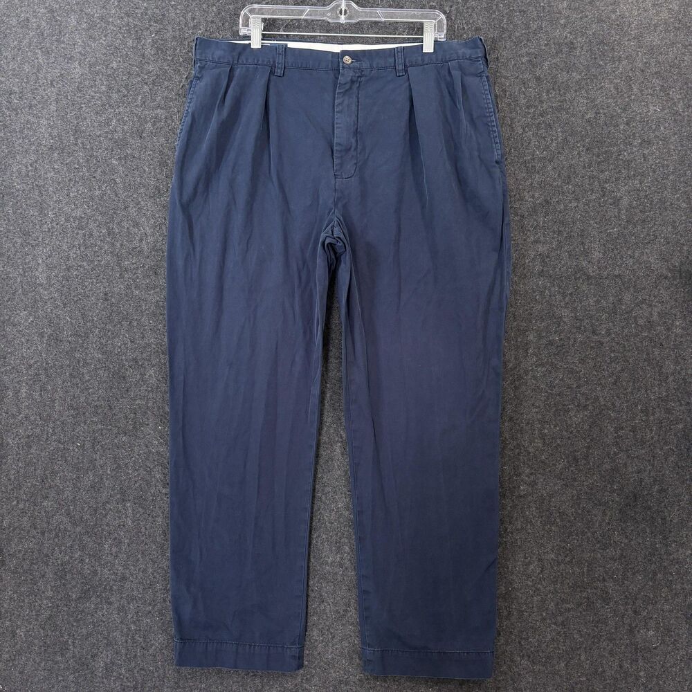 Polo Ralph Lauren Andrew Pants Men's 38x30 Navy Blue Pleated Chino Classic Fit